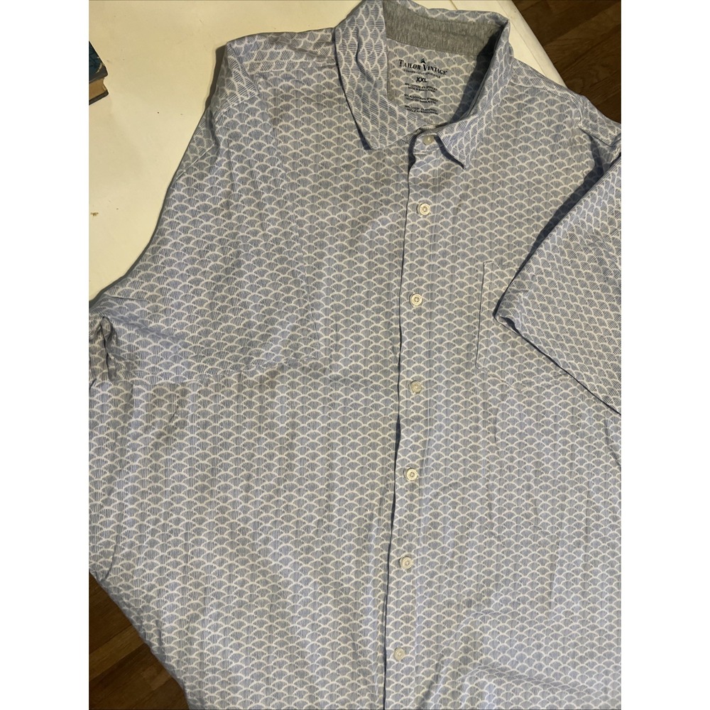 Tailor Vintage Men's Short Sleeve Button Up Shirt, Blue, Size 2x